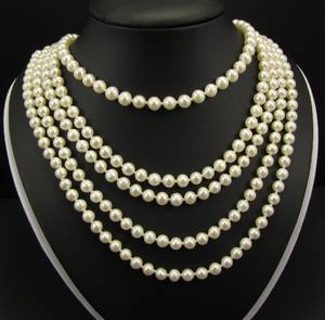 Perlenkette weiß, endlos, ca. 6,1 - 6,5 mm