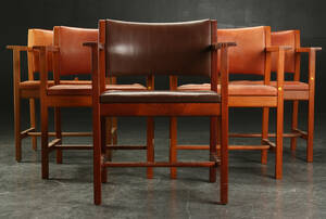 Børge Mogensen. Fem armstole af eg og mahogni 5