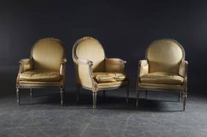 Tre stycken bergerer i gustaviansk stil