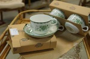 Tekoppar med fat, 6 st