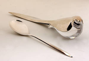 Georg Jensen opsprætterkniv og Cohr marmeladeske af sterling sølv. 2