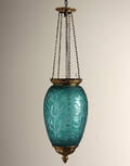 Ampel af blågrønt glas. ca. 1900