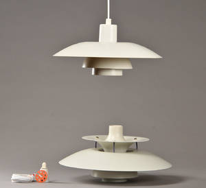 Poul Henningsen 1894-1967 PH5 og PH4 pendler, hvidlakeret. 2