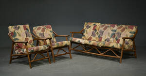 Bambus sofa samt to lænestole 3