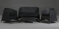 Loungesoffgrupp, fyra delar, svart polyrattan 4