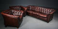 Tre-pers. sofa samt to lænestole, Chesterfield stil 3 