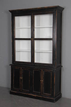 To-delt vitrine skab, sort antikbemalet 2