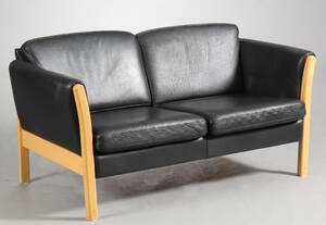 Skippers Møbler. 2prs sofa, sort skind
