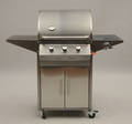 Gasgrill i rustfri stål med 3 brændere og sidebrænder.