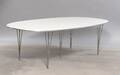 Piet Hein  Bruno Mathsson Super-ellipse spisebord med hvidlamineret plade, kant af matpoleret aluminium