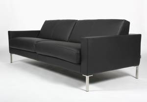 SOFA  Dansk designet kvalitetssofa. Trepers., model Sofie, sort læder