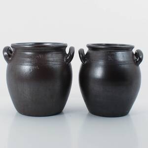 KRUKOR 2 st, saltglaserat stengods, 12  10 l, Höganäs