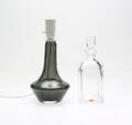 KARAFF med propp och BORDSLAMPFOT, glas, Orrefors med mera, 1900-tal.