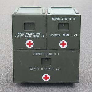 Militära sjukvårdslådor, frontöppnade, rejält tillverkade, M7033, 3st