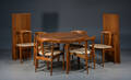 Bord med 2 tillægsplader samt med 6 stole af teak 9