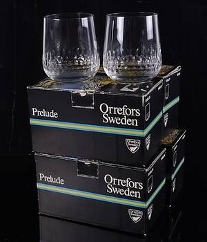 WHISKEYGLAS, 8 st, Prelude, Nils Landberg, Orrefors.