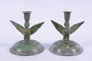 LJUSSTAKAR, 1-par, bemålad metall, 1900-talets första hälft.