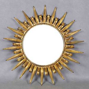 SOLSPEGEL, förgylld metall.