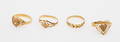 RINGAR, 4 st, 21k guld, vikt ca 7,6 gr.