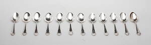 MATSKEDAR, 12 st, silver, Haga, vikt ca 694 gram.