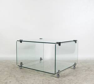 Großer Glastisch  Rolltisch der 196070er Jahre