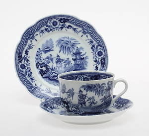 TEKOPPAR MED FAT, 7 delar samt FAT 6 st, porslin, Singapore, Arabia.