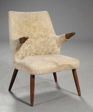 Dansk møbelproducent. Lænestol, teaktræ, 1950erne
