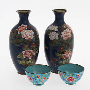 CLOISONNE, 4 delar, 181900-tal.