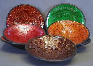 SKÅLAR, 7 stycken, glasmosaik.