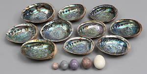 SNÄCKSKAL, 10 st, samt STENÄGG, 5 st.