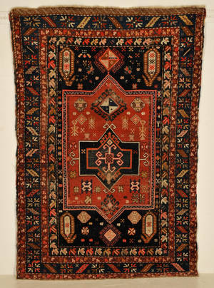 Antik kaukasisk Kazak tæppe, 225x125 cm.