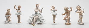 FIGURINER,  6 st, porslin, Wallendorf, 1900-tal.