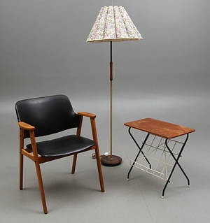 GOLVLAMPA, TIDNINGSBORD, KARMSTOL, 1900-talets mitt.