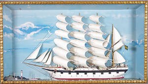 HALVBÅTSMODELL, fullriggaren Drottning Anna-Elisbeth.