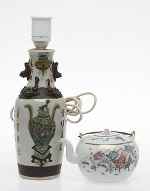 BORDSLAMPA, TEKANNA, porslin, Kina.