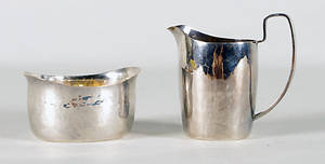 SOCKERSKÅL SAMT GRÄDDKANNA, silver, Claes Giertta.
