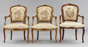 KARMSTOLAR, 3 st, rokokostil, 1900-tal.