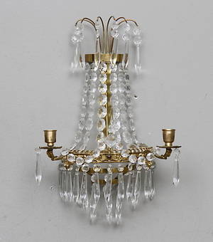 VÄGGLAMPETT MED PRISMOR, empirstil.