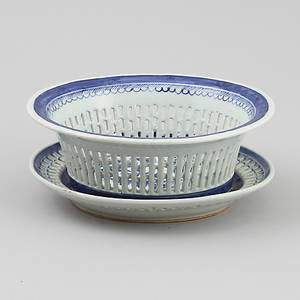 GALLERSKÅL med FAT, porslin, Kina, 1800-tal.