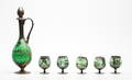 KARAFF samt GLAS, 6 delar, silverdekor, Italien.