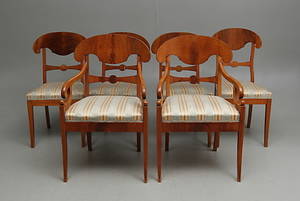 KARMSTOLAR, ett par, STOLAR, 4 st snarlika, Karl Johan-stil, omkring 1900.