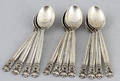 MOCCASKEDAR, 12 st, sterling silver Konge Georg Jensen, Danmark efter 1945. 140 gram.