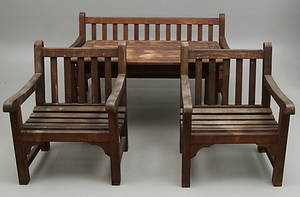 TRÄDGÅRDSGRUPP, 4 delar, teak, Lister, Thulin Trading, 192000-tal.