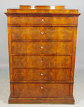 BYRÅ, 6-lådig, mahogny, empirestil, sent 1800-tal.