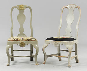 STOLAR, 2 st, senbarock, 1700-tal.