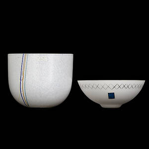 SKÅLAR, 2 st, glas, Flygsfors samt Bertil Vallien Kosta Boda.