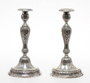 LJUSSTAKAR, 1 par, silver, stämplar Möllenborg, Stockholm 1900.