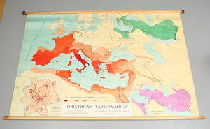 SKOLPLANSCH, Forntidens världsvälden, P.A. Norstedts  söner, 1900-tal.