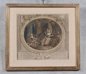 KOPPARSTICK,  Vänslande par  kolorerat,  17-1800-tal.