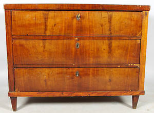 BYRÅ, 3-lådig, mahogny, empire, 1800-tal.